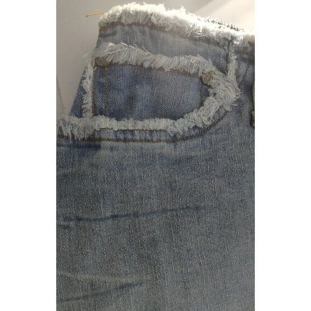 No Boundaries Denim Skirt Frayed Hem Light Wash Mini Skirt‎ Juniors Size15